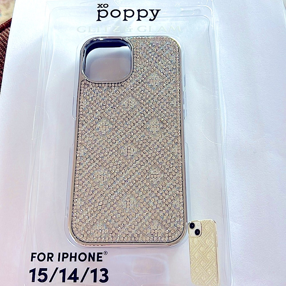 NewInpackagePoppyGlitz&GlamiPhone 15/14/13coverSilver&sparkling rhinestonesBLING